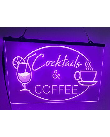 Cocktails and Coffee Hanging Neon Sign