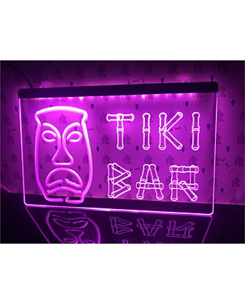 Tiki Bar Bamboo Mask Hanging Neon Sign