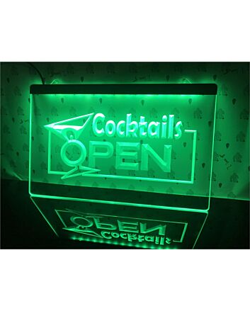 Cocktails Open Hanging Neon Sign