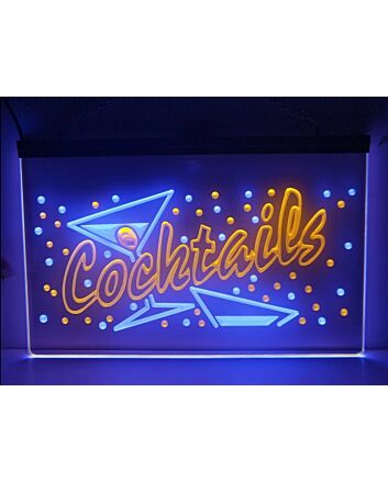 Cocktails & Fizz Two Tone Hanging Neon Sign