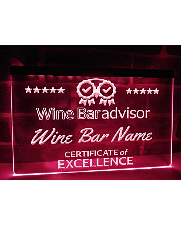 Wine Bar Advisor Personalized Hanging Neon Sign