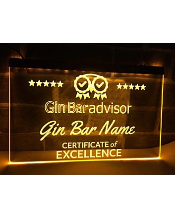 Gin Bar Advisor Personalized Hanging Neon Sign