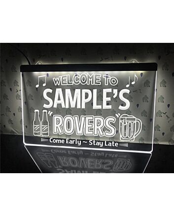 Welcome to the Rovers Personalized Hanging Neon Sign