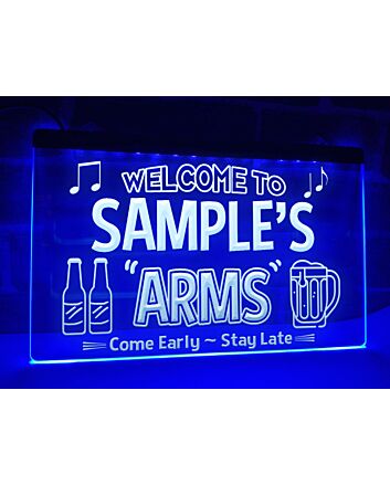 Welcome to Arms Personalized Hanging Neon Sign
