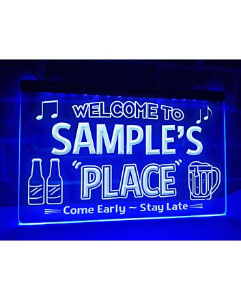 Welcome to My Place Personalized Hanging Neon Sign