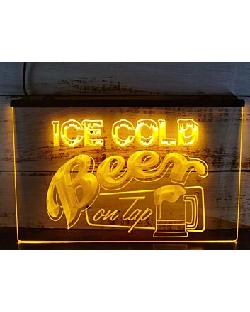 Ice Cold Beer on Tap Bar Hanging Neon Sign
