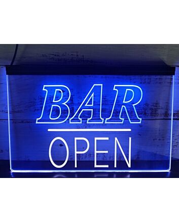 Bar Open Two Tone Hanging Neon Sign