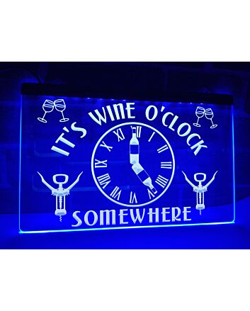It&#039;s Wine O&#039;Clock Somewhere Hanging Neon Sign