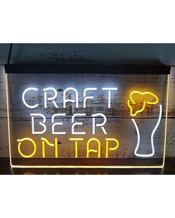 Craft Beer On Tap Two Tone Hanging Neon Sign