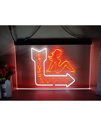 Live Nudes Two Tone Hanging Neon Sign