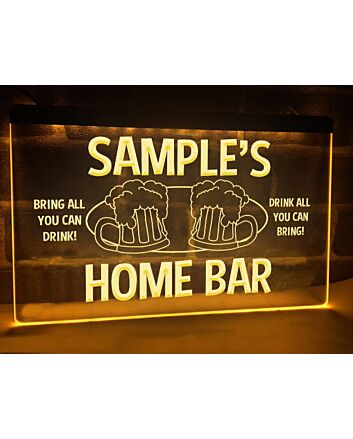 Home Bar Personalized Hanging Neon Sign