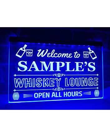 Welcome to My Whiskey Lounge Personalized Hanging Neon Sign