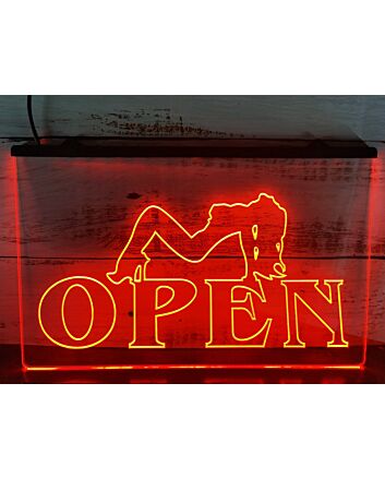 Strippers Open Hanging Neon Sign