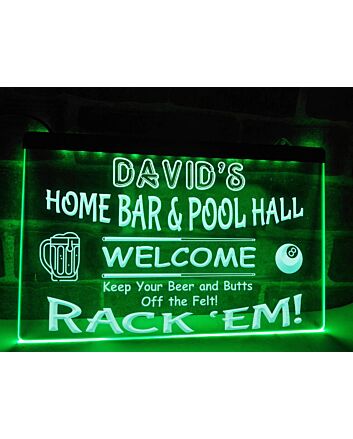 Home Bar and Pool Hall Personalized Hanging Neon Sign
