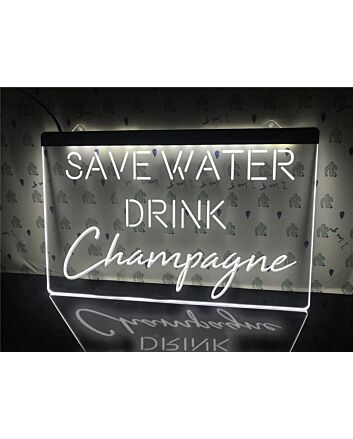 Save Water Drink Champagne Hanging Neon Sign