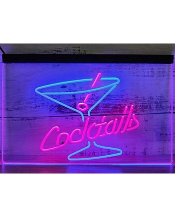 Cocktails Two Tone Hanging Neon Sign
