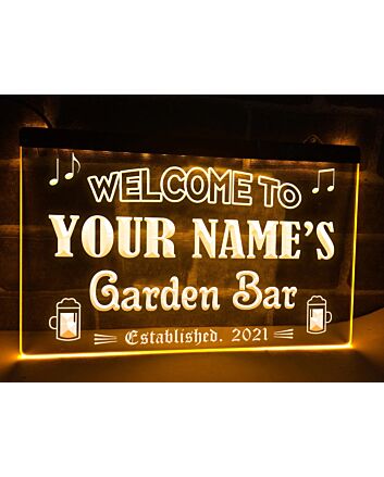 Garden Bar Personalized Hanging Neon Sign