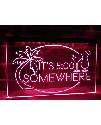 It's 5:00 Somewhere Bar Hanging Neon Sign