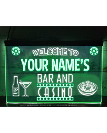 Bar and Casino Two Tone Personalized Hanging Neon Sign