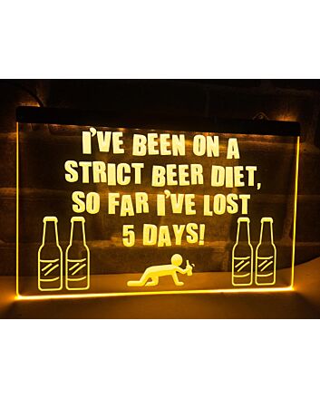 Strict Beer Diet Funny Hanging Neon Sign