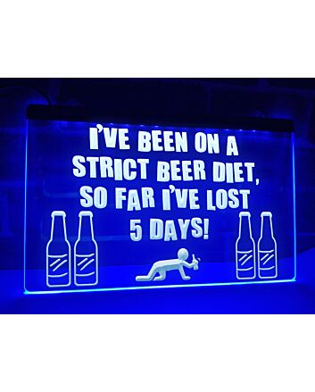 Strict Beer Diet Funny Hanging Neon Sign