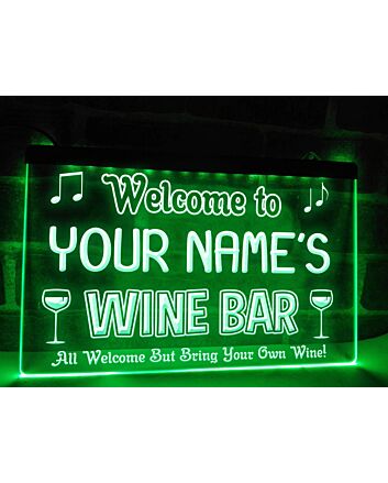 Welcome to My Wine Bar Personalized Hanging Neon Sign