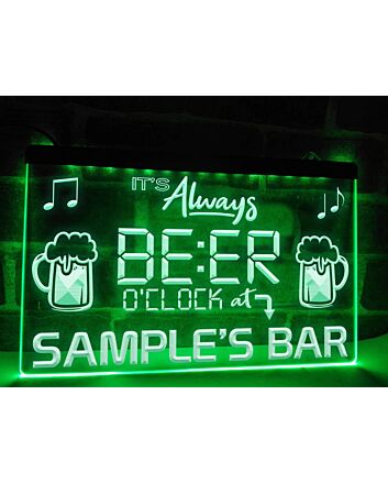 It&#039;s Always Beer O&#039;clock at My Bar Personalized Hanging Neon Sign