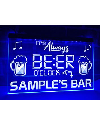 It's Always Beer O'clock at My Bar Personalized Hanging Neon Sign