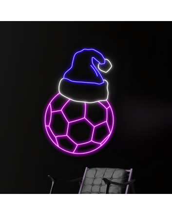 Christmas Hat Soccer Neon Sign