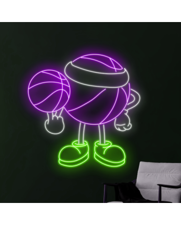 Playful Basketball Kid Neon Sign