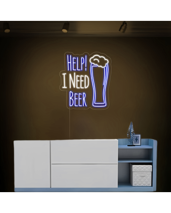 Customize Urgent HELP! I NEED BEER Neon Sign