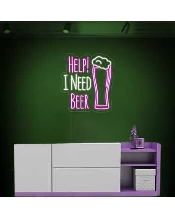 Customize Urgent HELP! I NEED BEER Neon Sign