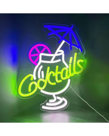Customize Refreshing Summer Cocktail Glass Neon Light