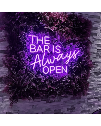 Inviting THE BAR IS Always OPEN Neon Light