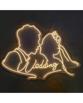 Customize Suit Groom and Crown Bride Romantic Portrait Neon Sign