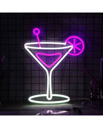 Elegant Cocktail Glass Neon Light