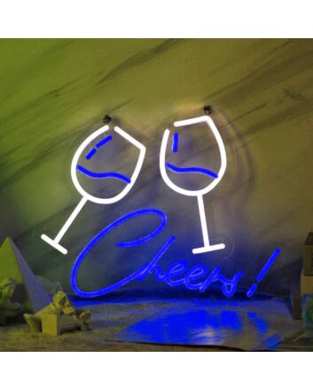 Customize Toasting Wine Glasses Neon Light