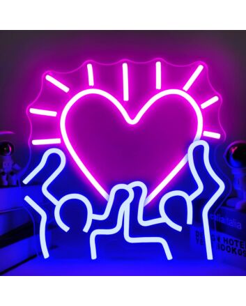 Doll Figure Holding Heart Neon Sign