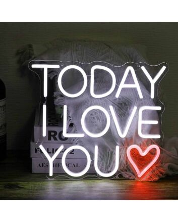 TODAY I LOVE YOU Heart Neon Light