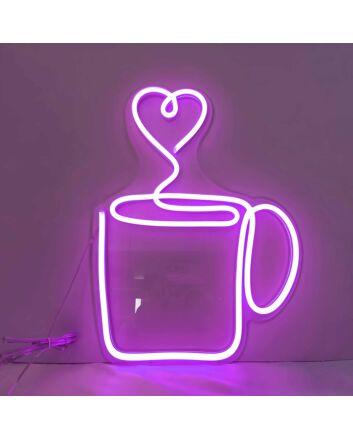 Heart Coffee Cup Neon Sign