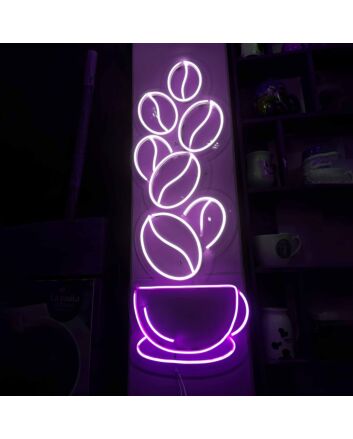Coffee Beans and Cup Neon Sign