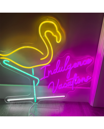 Customize Indulgence Vacations Flamingo Neon Sign