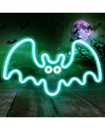 Playful Halloween Bat Neon Sign