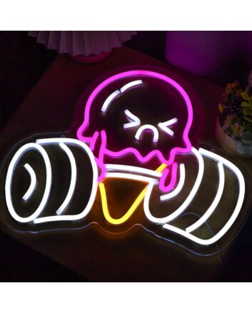 Cute Weightlifting Ice Cream Neon Sign
