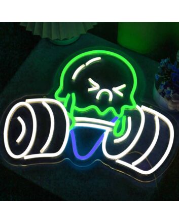 Cute Weightlifting Ice Cream Neon Sign