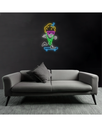 Skateboarding Ice Cream Neon Sign