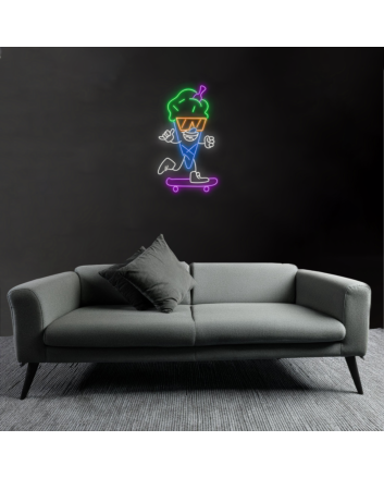 Skateboarding Ice Cream Neon Sign