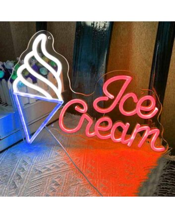 Customize Tasty Ice Cream Cone Neon Sign
