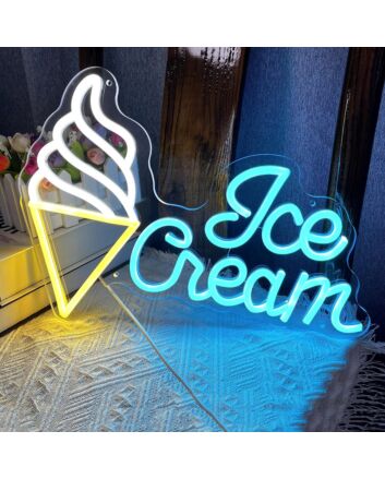 Customize Tasty Ice Cream Cone Neon Sign