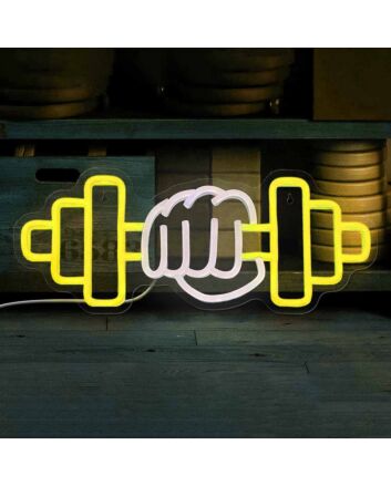 Gym Hand Holding Dumbbell Style 3 Neon Sign
